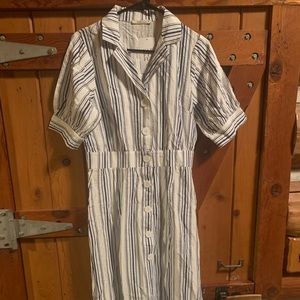NWT Hazel dress - Blue and white stripe midi - Size Medium